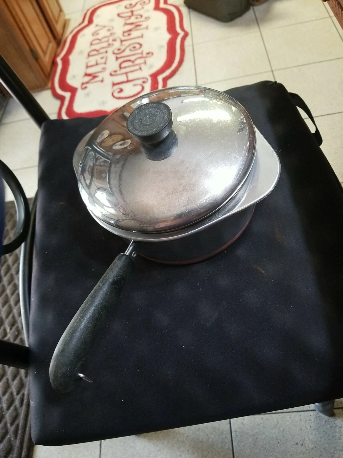 1990 Revere Ware Pot w Lid, insert 3 piece Stainless Steel Copper 2 Qt Sauce Pan