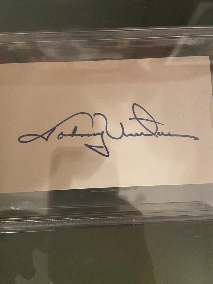 Tarjeta índice autografiada por Johnny Unitas 3x5 Baltimore Colts Beckett autenticada Foto 2 de 2