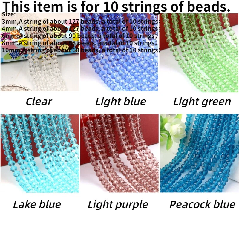 10PCS Crystal Glass Faceted Rondelle Loose Beads Spacer Bead Crafts DIY Material - Image 2 of 3