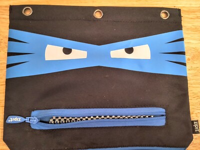 Zipit Monster Face 9 X 11 Pencil Bag w/2 Zippers Pouches & 3 Ring Binder Holes