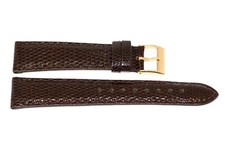 Genuine Lizard Dark Brown Gold Buckle Watch Band Strap Handmade In Italy