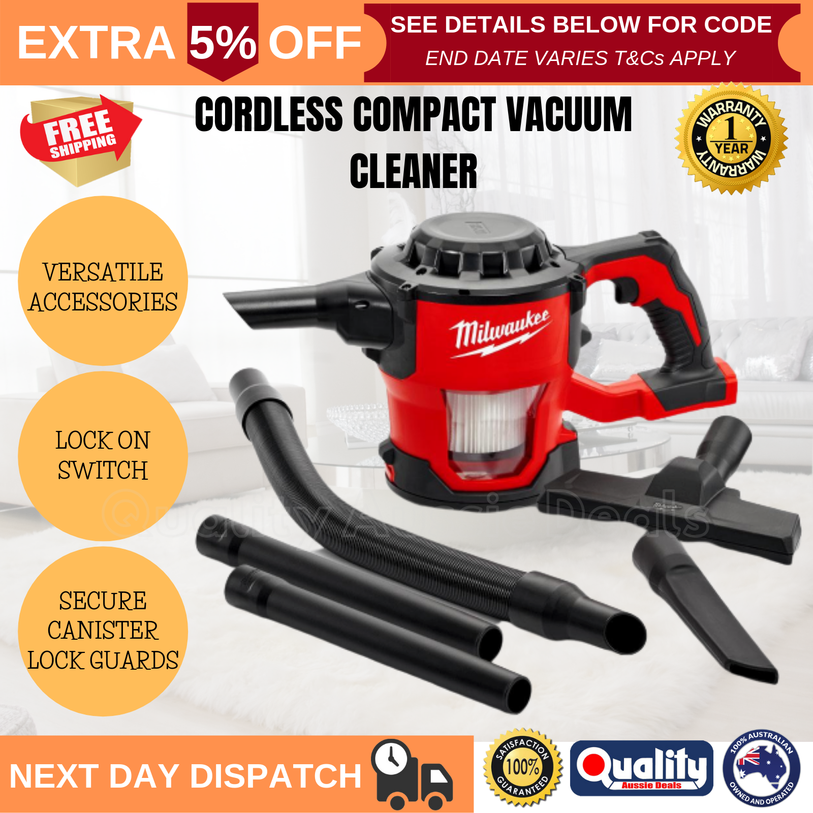 Milwaukee M18CV0 18V Liion Compact Handheld Vacuum Cleaner Cordless