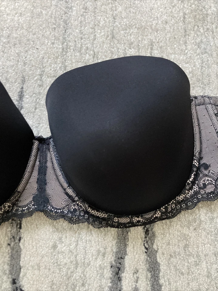 Sujetador TORRID CURVE 42DDD Cobertura Completa Balconette Negro Encaje y Rosa Sin Tirantes Foto 3 de 4