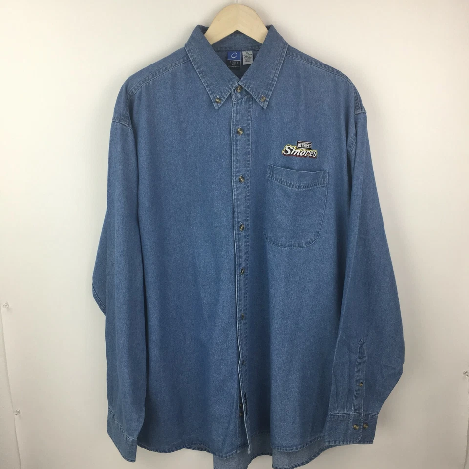 Mens XL HERSHEY'S SMORES Denim Shirt Embroidered Camping 44c - Image 4 of 4