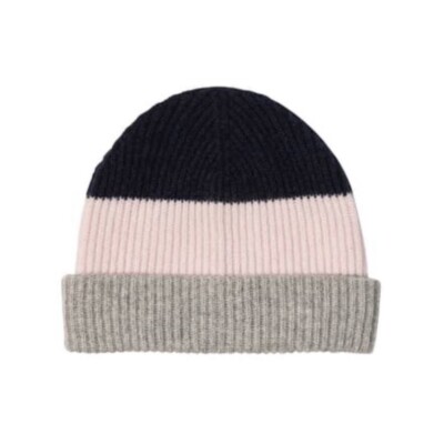 NWT Amicale Cashmere Chunky Cuff Colorblock Beanie