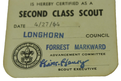 Carta d'identità scout vintage boa seconda classe consiglio longhorn anni 60 1964 - Foto 2 di 6