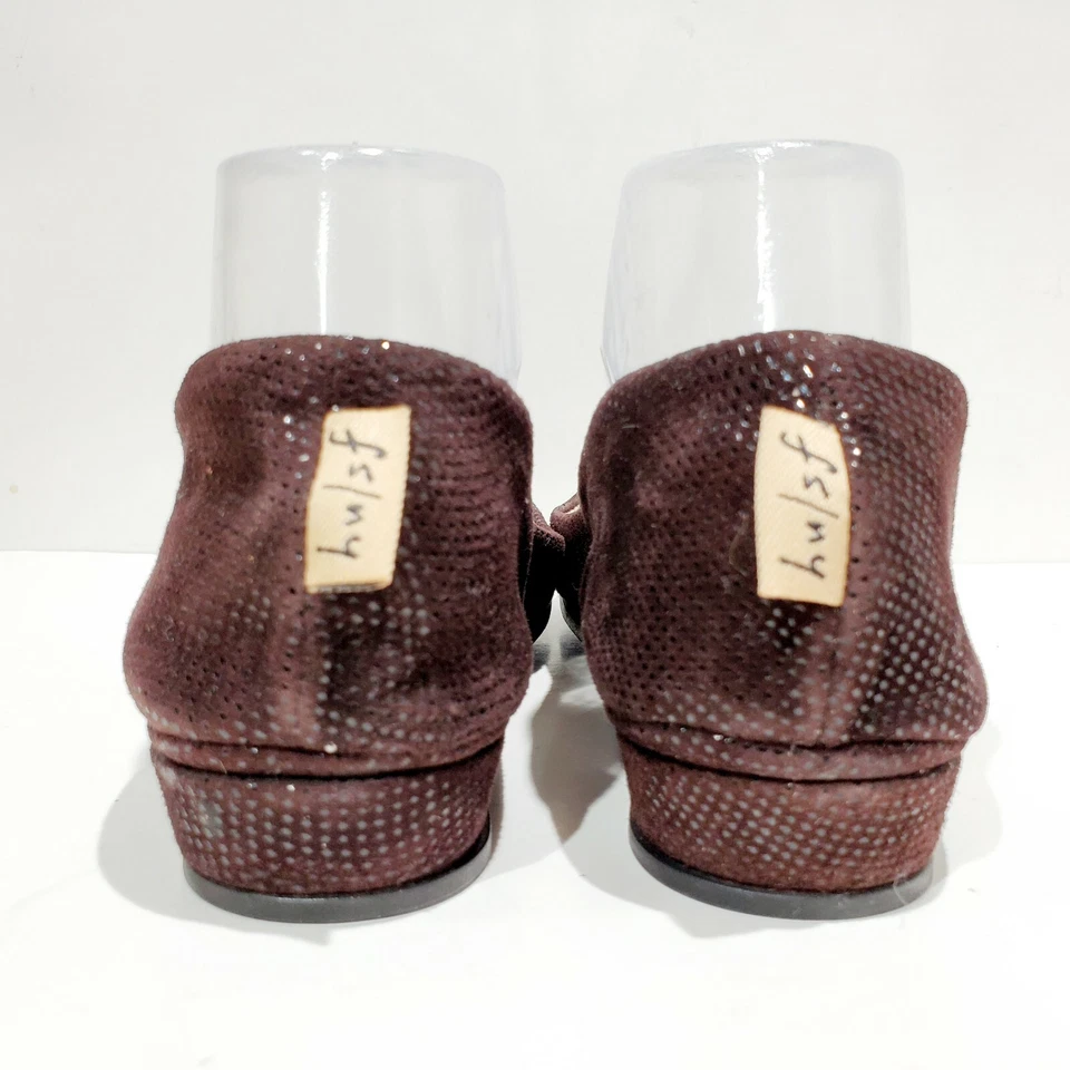 Mini cuña de gamuza de piel de serpiente marrón fslny talla 7,5 hecha en Italia Foto 3 de 4