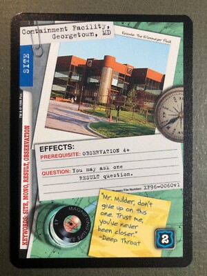 The X-Files CCG Site Containment Facility, Georgetown, MD Card NM PF