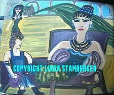 CLEOPATRA + Mark Antony Original Expressionist Art painting by Linda Stamberger!