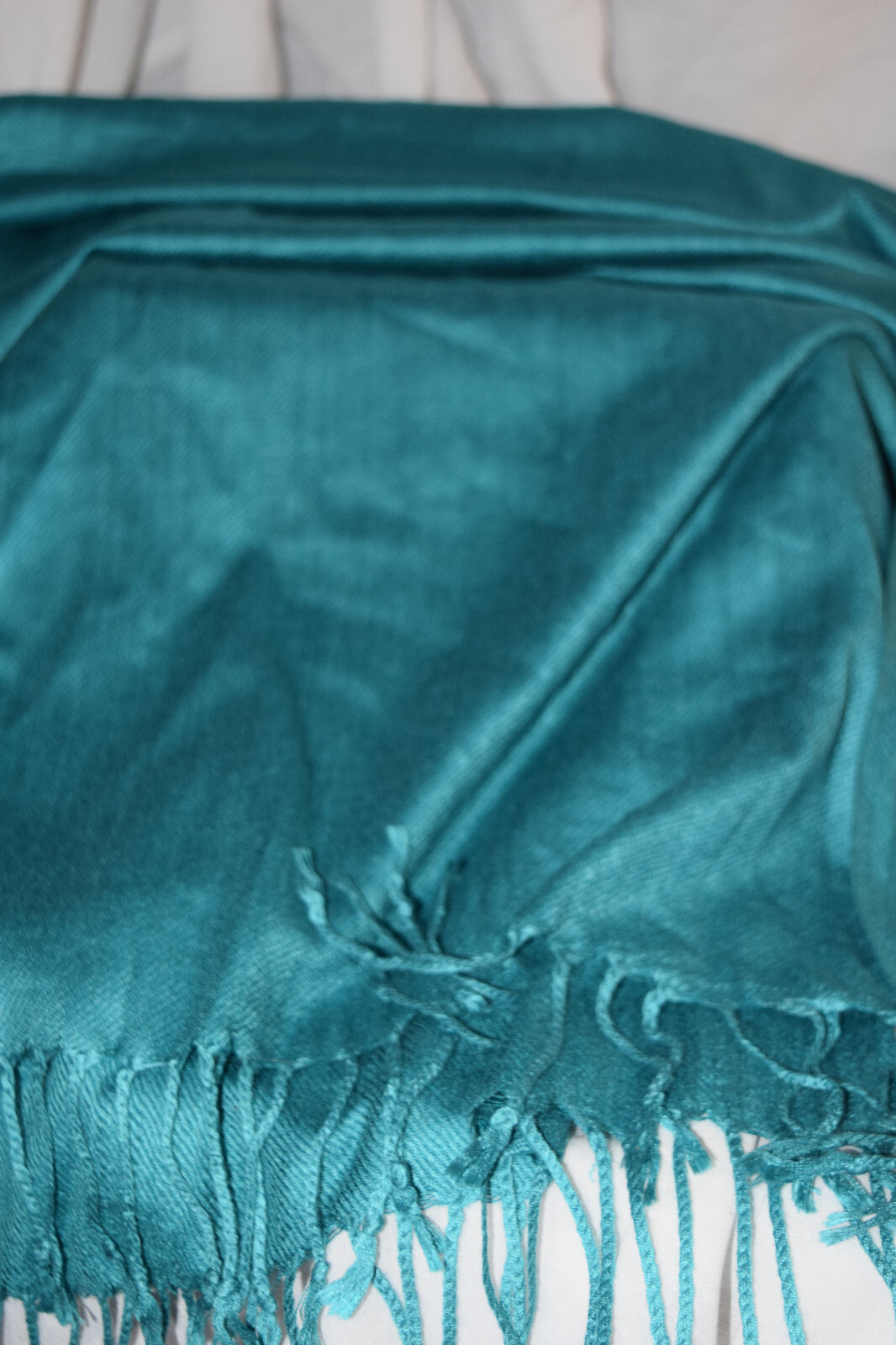 Teal Pashmina Scarf Wrap 26x70 Inches with 4 Inch Fringe-image