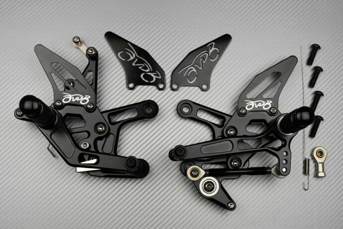 Commandes reculées réglables contre le glissement des pieds sur Kawasaki ZX10R