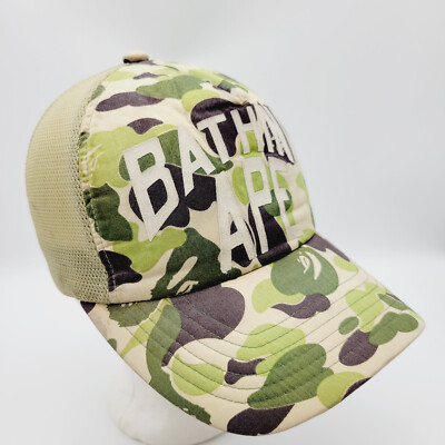 BAPE ABC Camo Green NYC Logo Trucker Mesh Hat Cap NIGO A