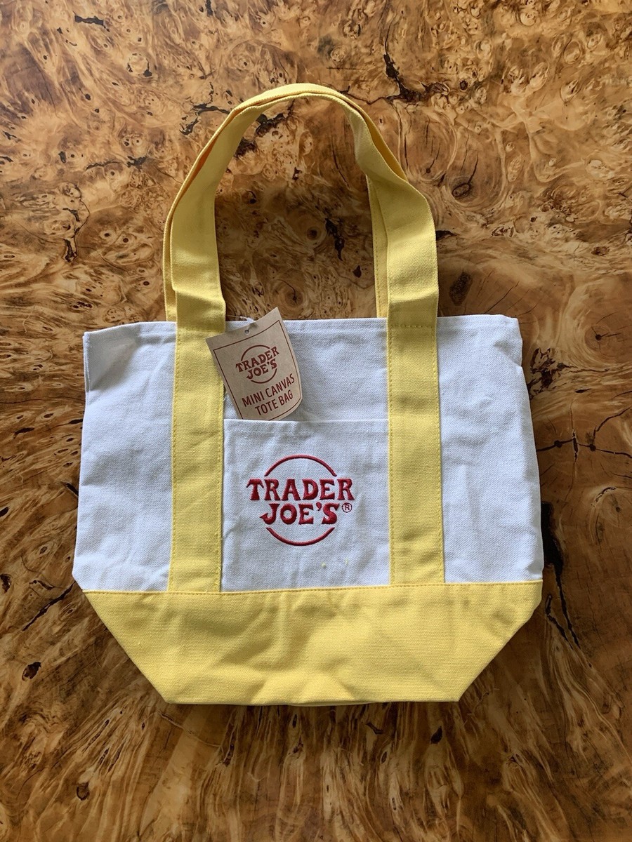 Trader Joe's Mini Canvas Tote Bag Yellow Hottest It Bag Limited