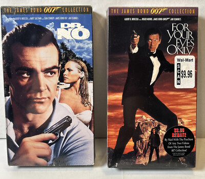 James Bond Lot VHS Dr. No For Your Eyes Only (VHS, 1999) New *Sealed