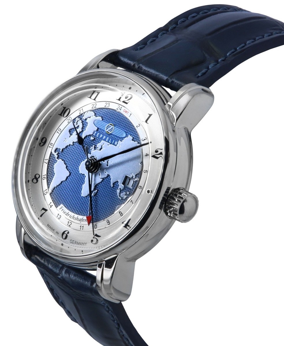 Zeppelin Friedrichshafen GMT Leather Strap Blue Dial Automatic