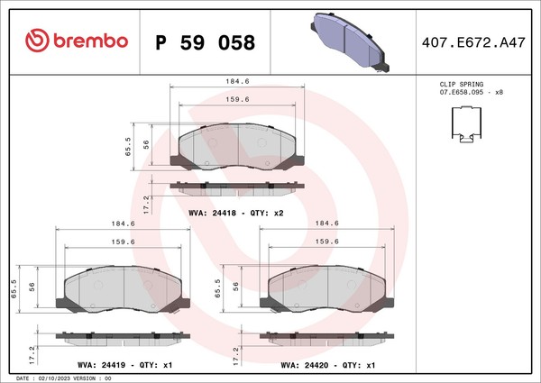 NEU - Brembo P59058 Bremsbelagsatz, Scheibenbremse FüR Bentley Opel Saab-image