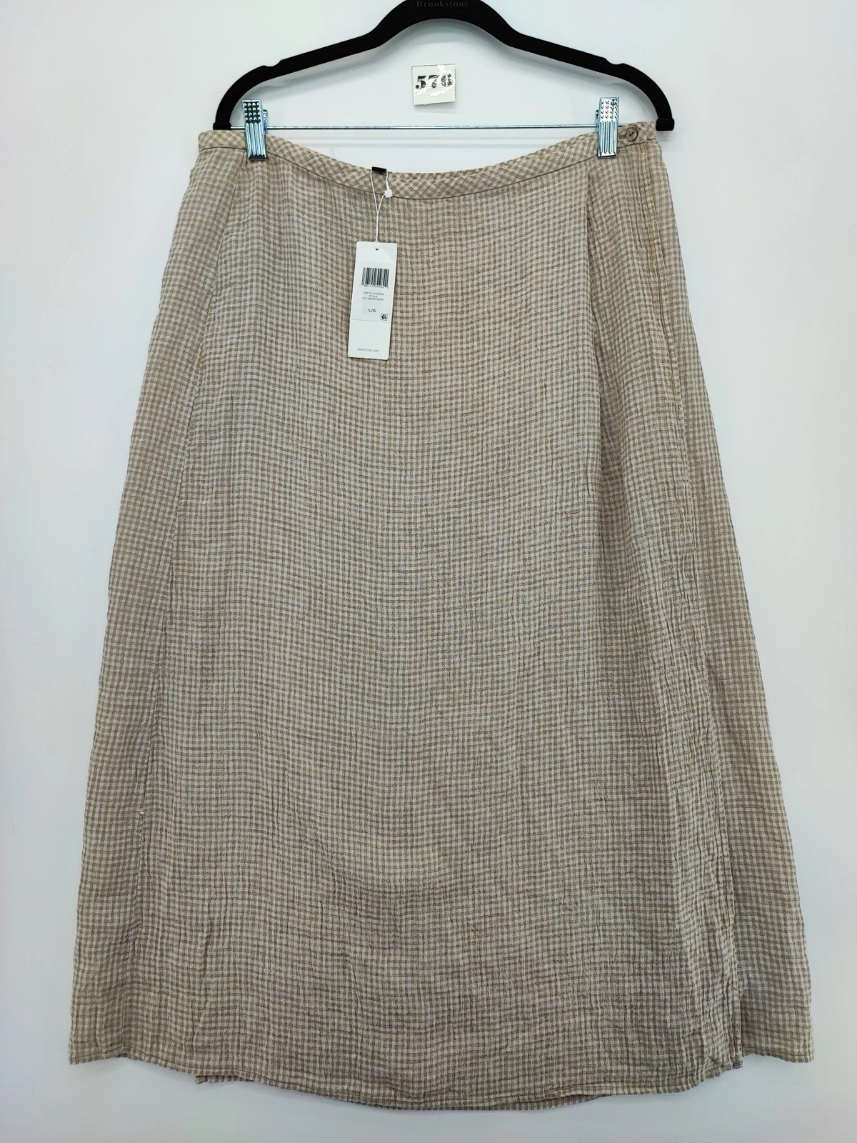 Eileen Fisher Women's Brown Wrap Skirt 100% Organic Linen Size L US