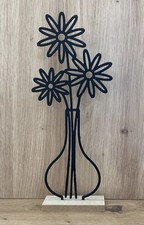 Deko Aufsteller Silhouette Blumenvase Alu & Holz Landhaus Skandi *A