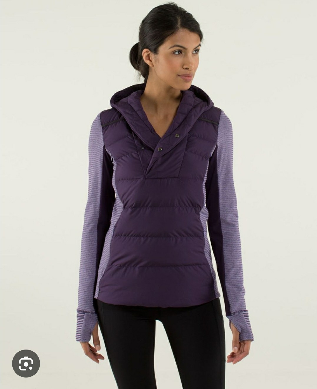Lululemon Fluff Off Running Hooded Jacket Purple Snap 10 Down Puffer Pullover
