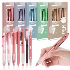 7Pcs Set Pastel Gel Ink Pen Various tips Black Ink Highlighter press with Clip