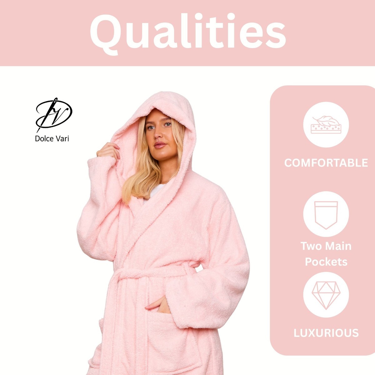 New Terry Bathrobe 100% Cotton, Dressing Gowns For Fluffy, Hotel - View #9