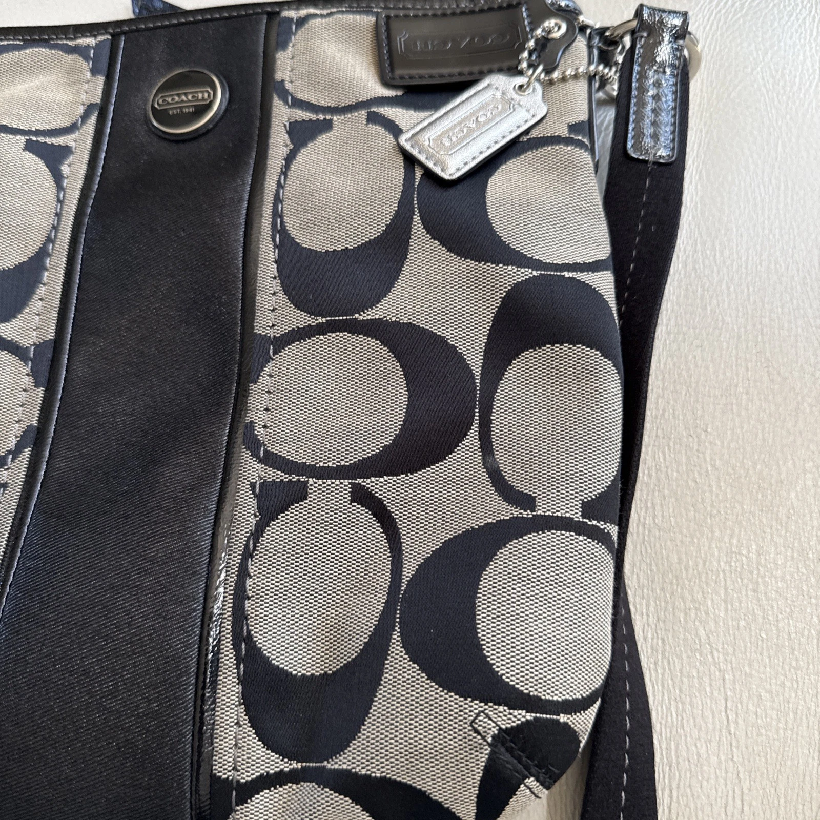 Borsa Coach Tracolla Autentica F21905 Firmata Riga Nera