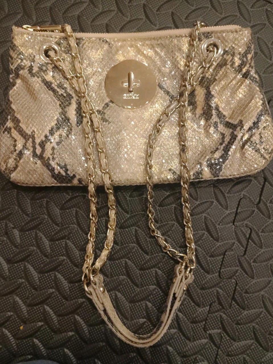 DKNY Metallic Embossed Python Genuine Leather Pur… - image 5