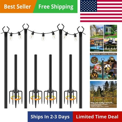10Ft String Light Poles 4 Pack,Light Poles for Outside Lights,Outdoor with Fe...