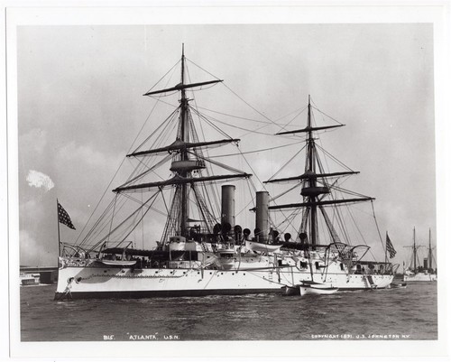1891 Protected Cruiser USS Atlanta 8x10 on 1980s Kodak Paper Reproduction Photo