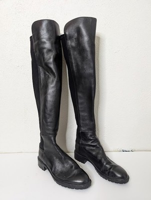 Stuart Weitzman 5050 Suede Leather Over The Knee Tall Stretch Boots Black 7B
