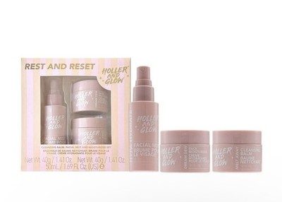 Holler and Glow Limited Edition Rest and Reset Skincare, 3 Piece Gift Set