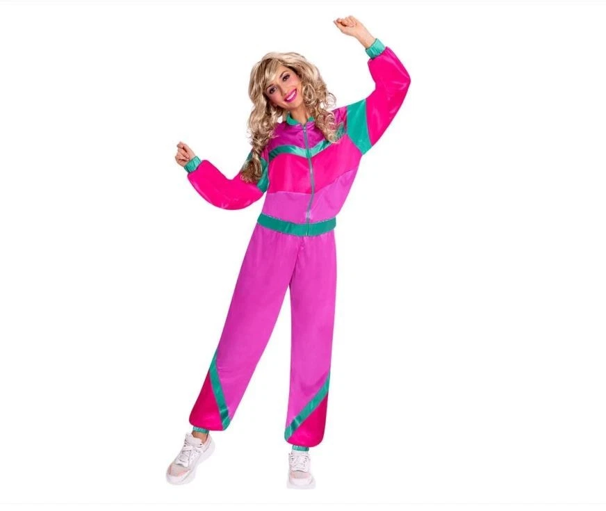 AMSCAN 80er Jahre Kostüm Jogging Anzug Damen Gr. S Retro Outfit Bad Taste Karneval