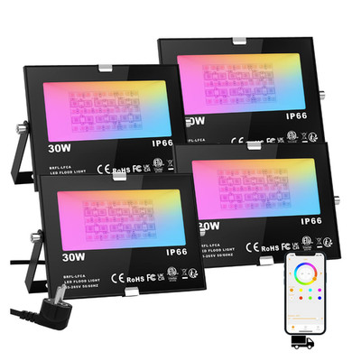 Smart Floodlight 30 W 4 Stück Bluetooth App Steuerung 16 Millionen Farben