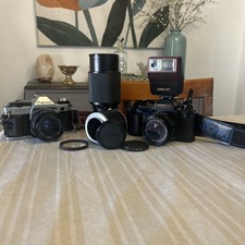 Vintage Canon Film Camera Collection   AE-1 Program, T-50, Lenses  Accessories