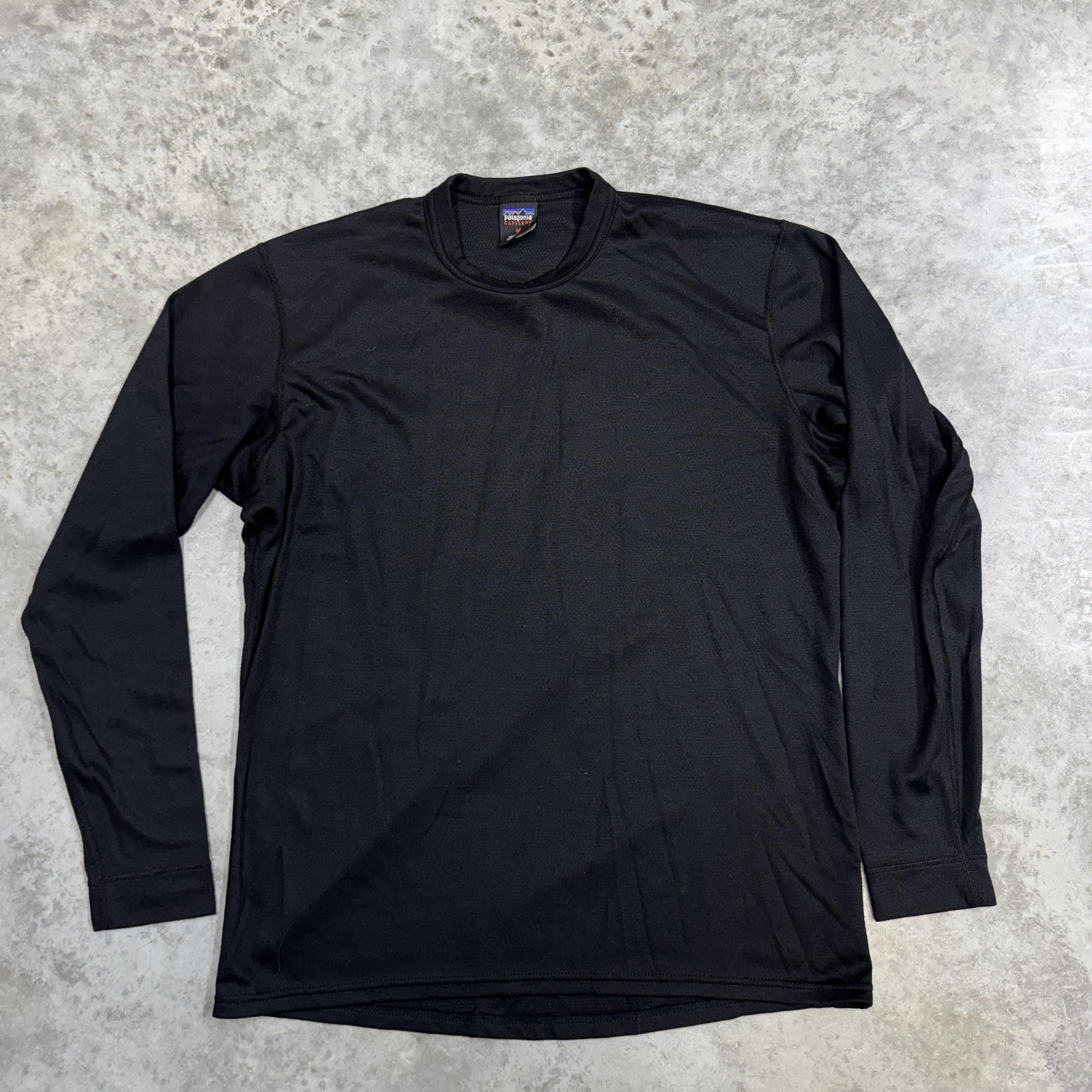 Vintage Patagonia Shirt Mens Medium Black Capilene USA Long Sleeve Base Layer