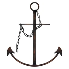 Nautical Anchor Wall Decor, Antique Metal Anchor Art Wall Decor With Chain fo...