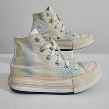 Youth Sz 1-Converse All Star Chuck Taylor Lift Hi Top Pastel Mermaid Scales