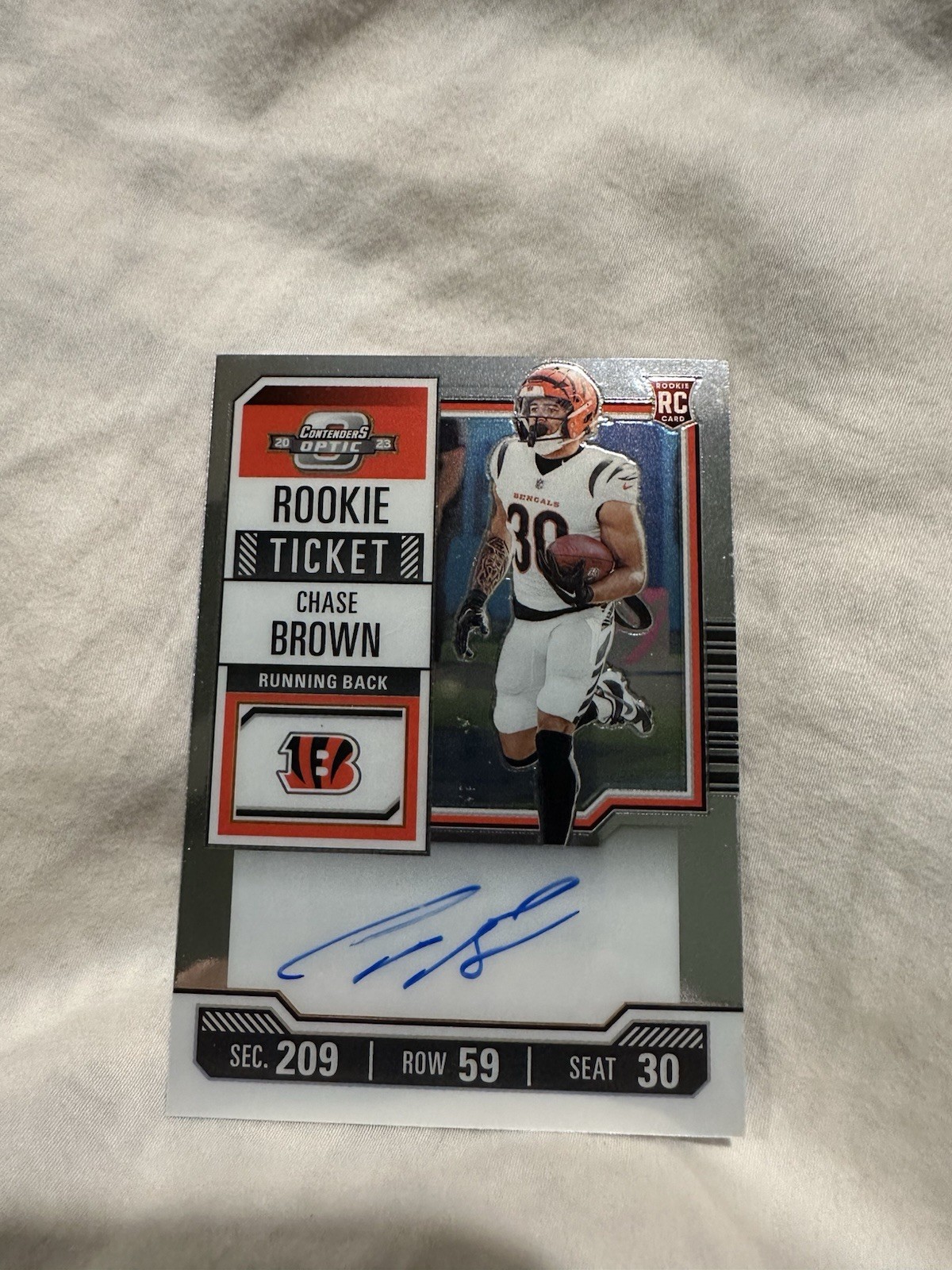 Chase Brown 2023 Panini Contenders Optic Silver #105 ROOKIE TICKET AUTO