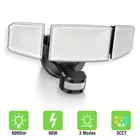 6000LM LED Security Wall Lamp 3CCT Aluminum Light Sensor Outdoor IP65 Waterproof