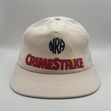 Vintage NRA CrimeStrike Mesh Back Trucker Snapback Hat Made In USA *UNWORN*