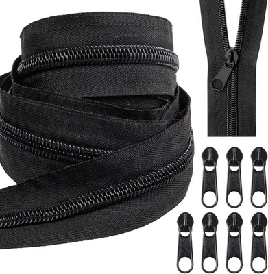 #ad 10 Yards Black Nylon Coil Zipper #5 with 20 Metal Sliders Bulk Roll for DIY Sewi $12.75