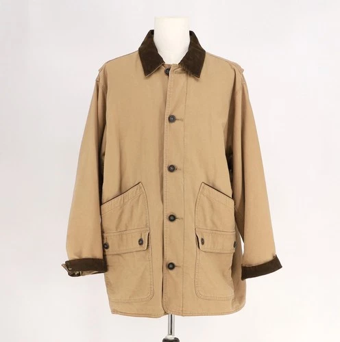 ORVIS Men's Canvas Chore Barn Coat Field Jacket Corduroy Tan Brown Size XL