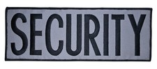 SECURITY TITLE BADGE UNIFORM GRAY ON BLACK TAG TACTICAL COP HOOK PATCH 4X11
