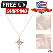 Cross Necklace for Women - Dainty 14K Gold/Silver/Rose Gold Plated Crown Cros...