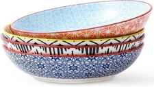 Pasta Bowl, 33 oz. Large Salad Bowl, Stoneware Serving Bowl Plate Set of 4