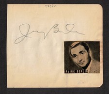 Irving Berlin American Songwriter Original Signed Autograph Album Page