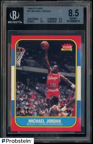 1986-87 Fleer Basketball #57 Michael Jordan Bulls RC Rookie HOF PSA 8.5