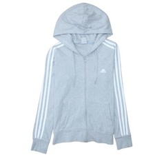 Adidas Hoodie Damen UK Gr&ouml;&szlig;e 12 grau durchgehender Rei&szlig;verschluss