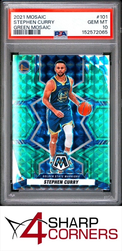 2021 PANINI MOSAIC GREEN PRIZM #101 STEPHEN CURRY PSA 10