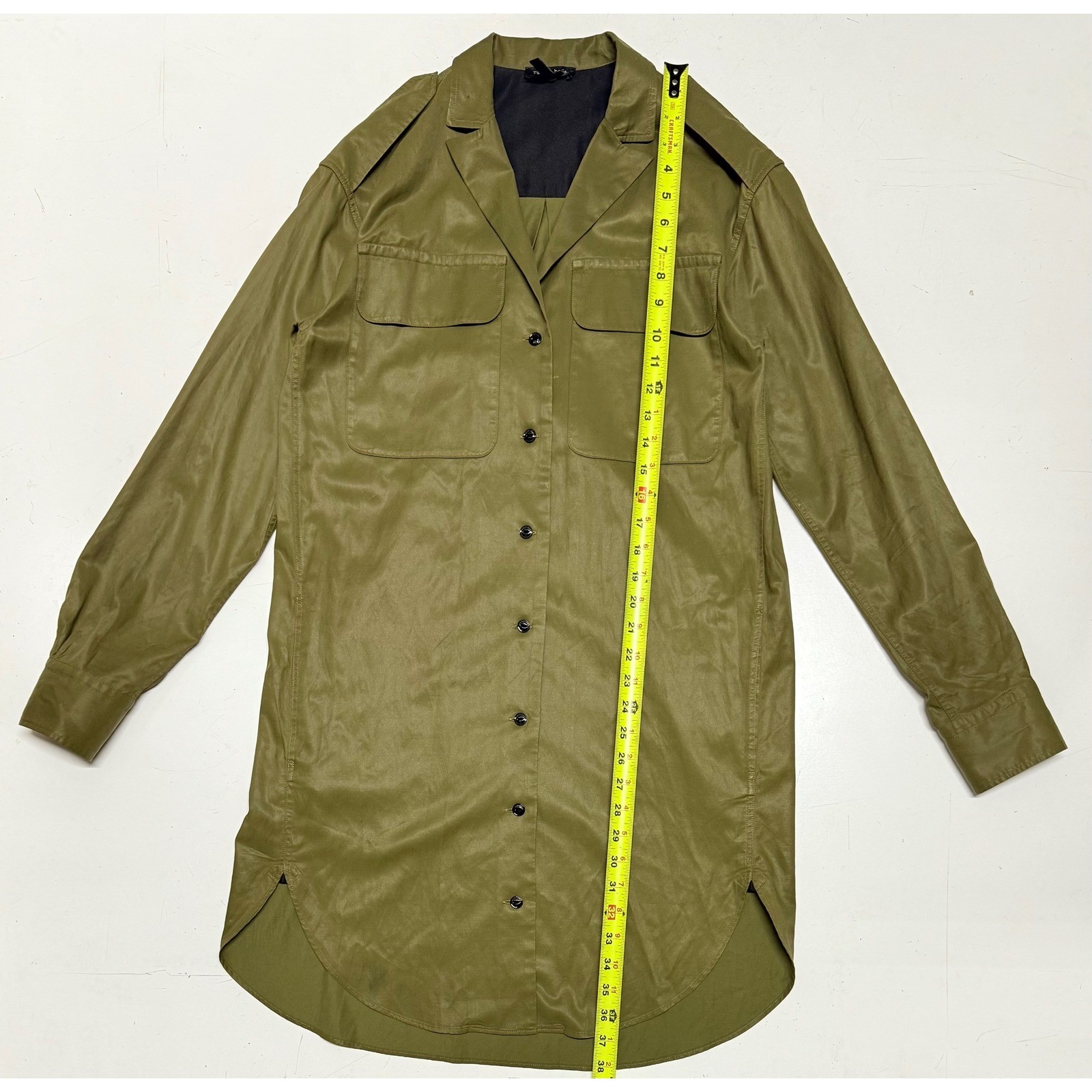 Rag & Bone Olive Green Button Down Mason Shirt Dress Long Sleeve Women's Medium